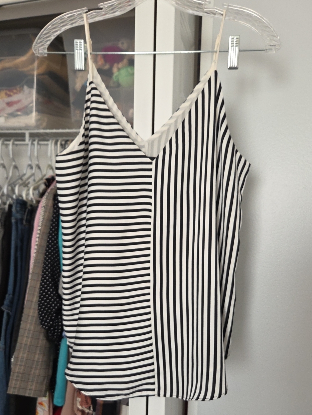 Express Black and White Striped V-Neck Cami